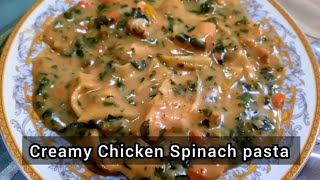 Creamy Chicken Spinach Pasta  Creamy Chicken Pasta  Samias Kitchen [upl. by Meihar155]