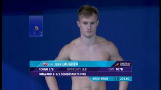 1m SPRINGBOARD MEN  FINAL  European Championships  Glasgow 2018  Dives 5 amp 6 [upl. by Anahcra816]