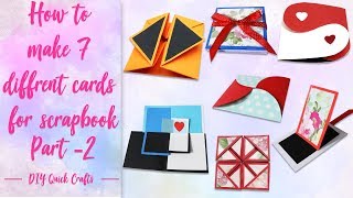 How to make 7 different cards for scrapbook 7 different cards ideas Scrapbook tutorial part2 [upl. by Atalanti]