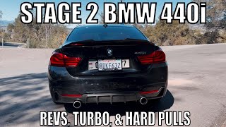 BMW 440i Stage 2 Straight Pipe RAW Exhaust amp Turbo Sounds [upl. by Prebo]