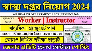 WB Health Department Recruitment 2024  WB New Vacancy 2024  Govt  jobs bhadreswarstudyclass [upl. by Nitz]