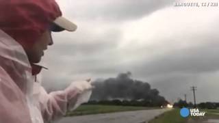 Lightning strike causes oil tank to explode [upl. by Modla655]