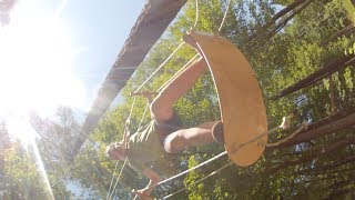 Installing a 40 foot high Swurfer Swing between two tree trunks [upl. by Itsirhc]