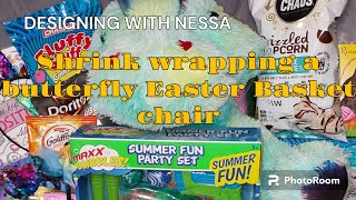 Shrink wrapping a butterfly chair Easter basket  How to shrink wrapping large items [upl. by Tjon]