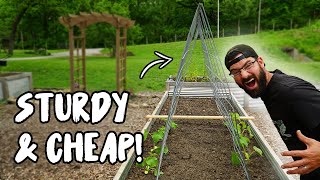 DIY TRELLIS for CUCUMBERS in a RAISED GARDEN BED [upl. by Enirol]