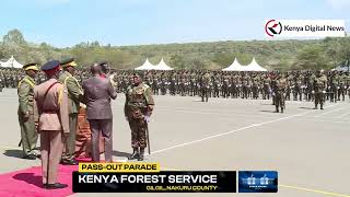 President Ruto awards Kenya Forest Service recruits during their passout parade in Gilgil [upl. by Ecirtnuahs713]