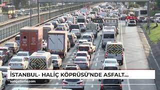 İstanbul Haliç Köprüsünde asfalt yenileme çalışması başladı trafik yoğunluğu oluştu Havadan g [upl. by Eek]