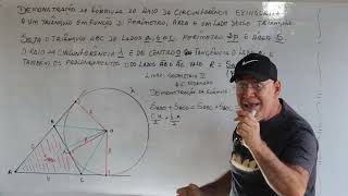 Fórmula do raio da circunferência exinscrita a um triângulo qualquer [upl. by Lj]