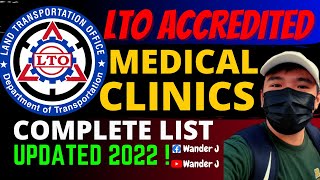 LTO ACCREDITED MEDICAL CLINICS 2022  UPDATED COMPLETE LIST ALL REGIONS  Wander J [upl. by Bride]