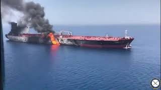 Tanker Front Altair on Fire in Gulf of Oman [upl. by Naujled695]