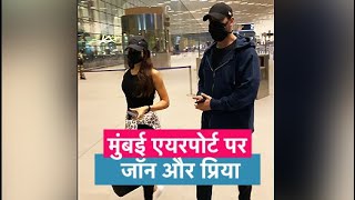 John Abraham और Priya Runchal Mumbai Airport पर हुए Spot [upl. by Little]