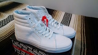 Vans Classic Sk8Hi quotTrue Whitequot Review Canvas Leather [upl. by Oys832]