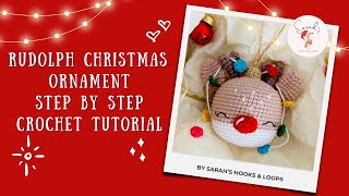 Crochet Christmas Reindeer Ornament Pattern Easy full step by step amigurumi crochet tutorial [upl. by Yesnel760]