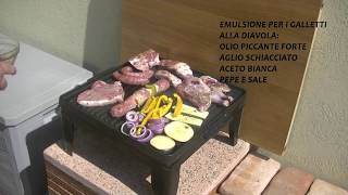 Grigliata mista di carne bovina suina e galletti alla diavola con verdure cipolla melanzane [upl. by Ahsuatan]