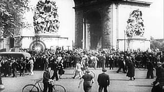 German Tank Panzer Division parades on streets of Paris in France HD Stock Footage [upl. by Ahseel]