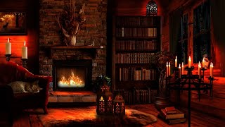 1 Hour Rain Thunder and Fireplace Sounds in a cozy Hut Ambience  Sounds for Sleep Relax and Study [upl. by Adaminah]