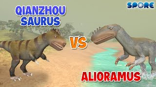 Qianzhousaurus vs Alioramus  Tyrannosaur Faceoff S1E8  SPORE [upl. by Wolfson]