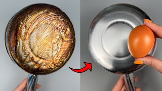 My wife is shocked Never throw away egg shells The pan is like new in 1 minute [upl. by Murat898]