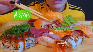 ASMR  SUSHI PLATE  SASHIMI  WAKAME SALAD  EATING SOUND  NO TALKING  MUKBANG [upl. by Judsen]