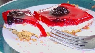 Raspberry Jello No Bake Cheesecake Recipe [upl. by Tegdig]