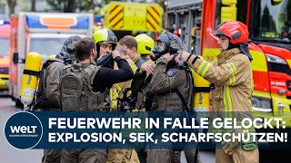 RATINGEN SEKEINSATZ SCHARFSCHÜTZEN EXPLOSION  Feuerwehr in Falle gelockt  Aktuelle Lage [upl. by Dweck]