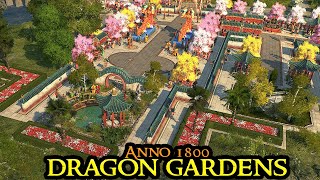 Anno 1800 DRAGON GARDEN DLC Overview  New Asian Ornaments amp Cosmetic Pack  Megacity Beautification [upl. by Atirb]