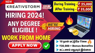 Kreativstorm Hiring 2024 🤯 Any Degree Eligible  Work From Home Jobs 2024  SVA [upl. by Gasser]