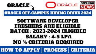 ORACLE OFFCAMPUS HIRING 2024  ANY GRADUATE CAN APPLY  NO  CRITERIA  APPLY NOW [upl. by Heid]