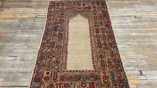 19th Century Turkish Oushak Ghiordes Prayer Carpet 19669 [upl. by Hebe]