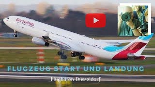 Plane takeoff and plane landing at Dusseldorf Airport [upl. by Maurilia]