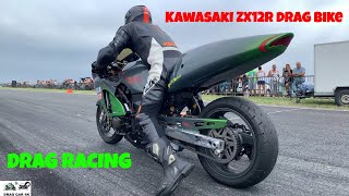 Kawasaki ZX12R drag bike vs Kawasaki Z400 drag racing 14 mile 🏍🚦  4K UHD [upl. by Agon]