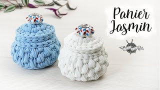 TUTORIEL CROCHET panier quotJasminquot trapilho avec couvercle facile [upl. by Auqenaj]