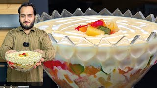 Fruit Custard Trifle  Perfect 1 litter milk custard [upl. by Berl]