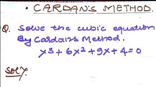 Cardans Method of solving cubic Equation  problem 1 [upl. by Williamson686]