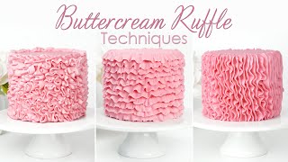 How to Pipe Buttercream Ruffles  Top 3 Buttercream Ruffle Cake Decorating Techniques [upl. by Baten]