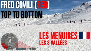 4K Skiing Les Menuires Fred Covili Red Top to Bottom Les3Vallées France GoPro HERO11 [upl. by Treva]