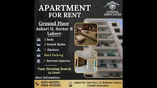 Askari 11 Sector B Apartment For Rent dhahouses realestate realestateagent gondalassociates [upl. by Aryamo]