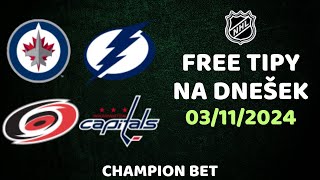 AKU tiket s kurzem 504  Winnipeg Jets vs Tampa Bay  Carolina vs Washington  NHL  free tipy [upl. by Aysan]