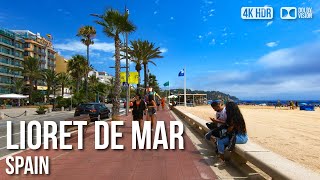 Lloret De Mar Beach Costa Brava Catalonia  🇪🇸 Spain 4K HDR Walking Tour [upl. by Nickolas]