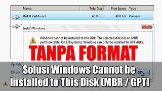 SOLVED Windows Cannot be Installed To This Disk Tanpa Format Asus X200M [upl. by Ladnik101]