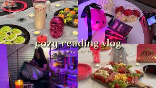 cozy reading vlog  hosting bookclub fall reads diy decor amp baking 🎃🧁 [upl. by Yhtir]