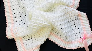 A simply beautiful crochet baby blanket pattern with border My favorite CROCHET PATTERN [upl. by Roanne]