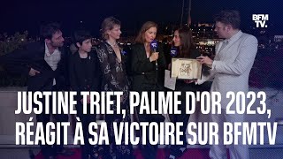 Festival de Cannes Justine Triet réagtit sur BFMTV après sa Palme dOr [upl. by Letnwahs]