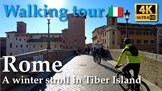 Rome  A stroll in Tiber Island Italy【Walking Tour】4K [upl. by Nani305]