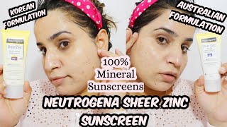 Neutrogena Sheer Zinc Mineral Sunscreen  Best 100 Mineral Sunscreen  Pregnancy safe Sunscreen [upl. by Bianca]