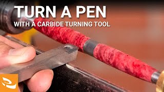 Turning a Pen with a Carbide Turning Tool Howto Beginners Guide [upl. by Enirroc]