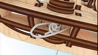 Assembly of Ugears Trimaran Merihobus  Lacing mainsail Part 10 Page 36 Picture 2122 [upl. by Nitaj]