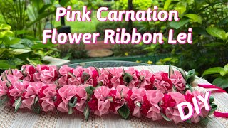 Pink Carnations Flower Ribbon Lei DIY [upl. by Ierna]