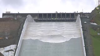 Raw Video Oroville Dam Spillway Initial Water Test [upl. by Alyakam299]