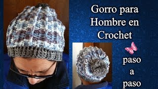 GORRO PARA HOMBRE en crochet PASO A PASO [upl. by Eatnuahs]